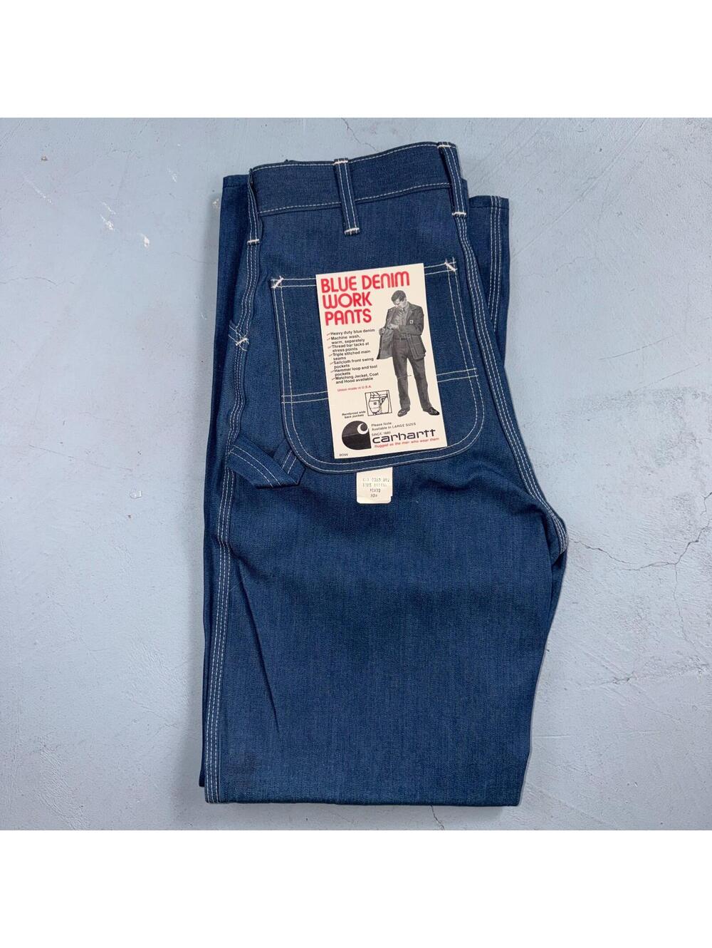 Carhartt VTG 70s Blue Denim Work Pants Jeans Carpenter 30x32 USA Union Tags